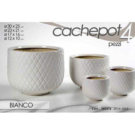 Set de 4 cachepots blancos Ø30/23/17/12 cm