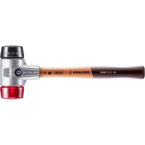 HALDER SIMPLEX Schonhammer Ø 60 mm Gummi schwarz / Plastik rot mit Aluminiumgehäuse (1/5)