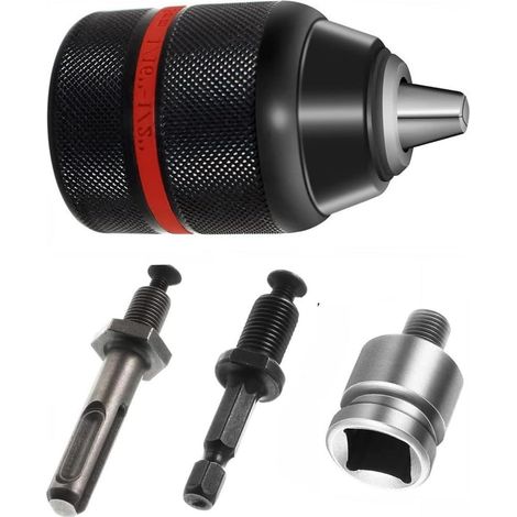 Lot de 4 mandrins à main sans clé, 1,5 mm - 13 mm 1/2''-20UNF - Mandrin auto-serrant pour perceuses et visseuses à percussion - Adaptateur de mandrin SDS (1/5)