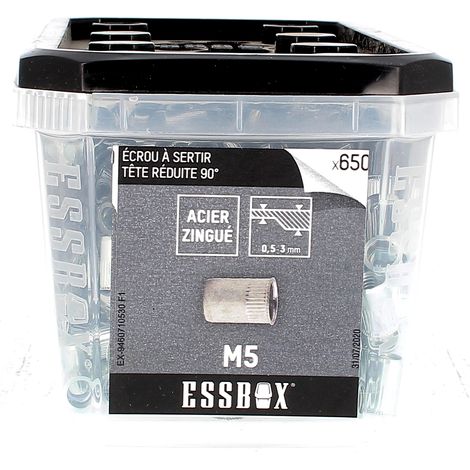 ESSBOX de 650 Ecrous Aveugles Crantés T.Reduite M5 Acier (1/2)