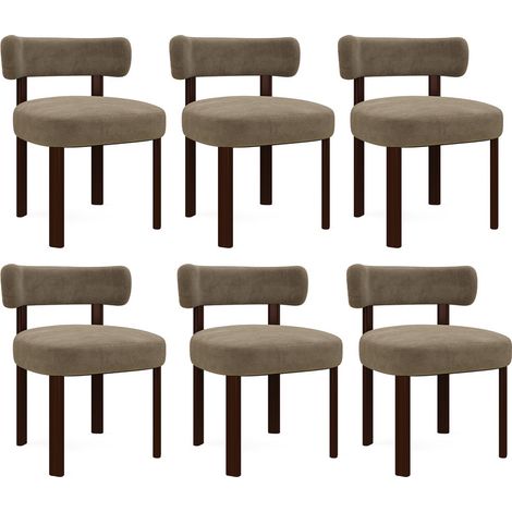 COLAMY Chaise DCW19-KHA-FB - Lot 6 Chaises de salle à manger en bois massif – design épuré et chaleureux - marron clair (1/5)