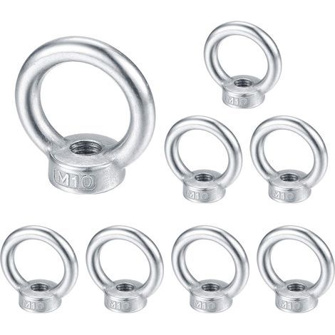 M10 écrou à oeil, anneau de levage boulon à œil, acier inoxydable 304 écrou de bague, piton à visser ecrous - 8 Pcs (1/5)