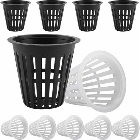 Reusable plastic hydroponic pot – basket for aquatic and aeroponic growing, ideal for flowers and gardening (50 pieces, 25 black + 25 white) (1/5)