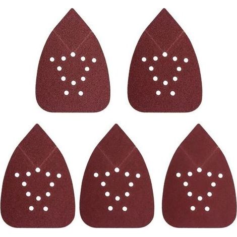 Lntyq 50 Pièces Feuilles Abrasives Papier Abrasif de Ponçage, Papier Abrasif Triangulaire 140 x 95 mm, 12 Trous, Grain 60/80/120/180/240, pour le du Bois, le Métal, le Polissage, le Ponçage (1/4)