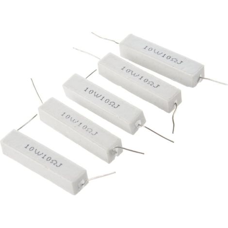 5 résistances de puissance en ciment céramique 10 W 10 ohms (1/5)