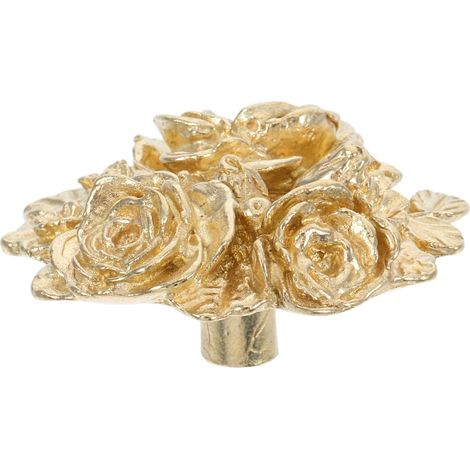 Boutons D’Armoire À Fleurs Dorés En Laiton Poignée De Porte Fleur Style Rétro Pour Tiroir Commode Armoire Porte De Cuisine Et Salle De Bain 4.30 X 4.30 X 2.20 cm (1/5)