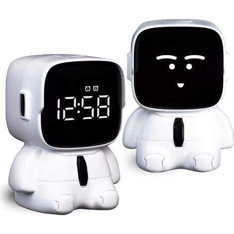 Réveil numérique pour enfants, horloge électronique LED avec fonction snooze, format 12/24 h, 5 sonneries, cadeau d'anniversaire pour enfants (blanc) (1/5)