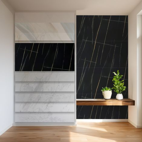 HEXIM Wandpaneele 4er-Set Marmoroptik 280×122cm (je Paneel 70×122cm) SPC Fliesen Platten A: 8271, 4 Stück - 3.42 m² (1/5)