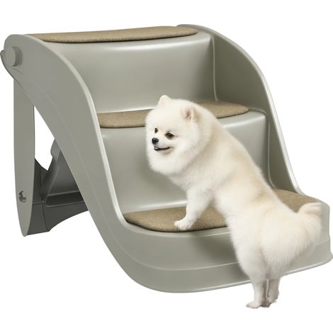 Escaliers pour chiens, design pliable, tapis antidérapants, Gris, 49X38X38 cm (1/2)