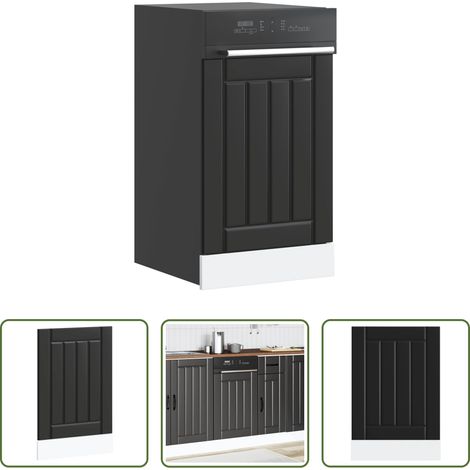 vidaXL Panneau de cuisine - Panneau de lave-vaisselle Lucca noir bois d'ingénierie (1/5)