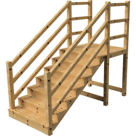 MILANO Außentreppe 7 geschlossene Stufen H122 cm - Podest L116 x B120 cm - Treppengeländer links und rechts - Podestgeländer links und rechts