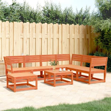 7-tlg. Garten-Lounge-Set Wachsbraun Massivholz Kiefer (1/5)