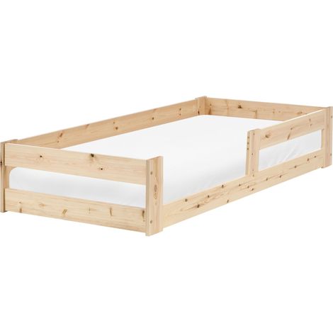 Plateforme de Lit Enfant avec Sommier à Lattes 90 x 200 cm avec en Bois de Pin Marron Clair Primelles