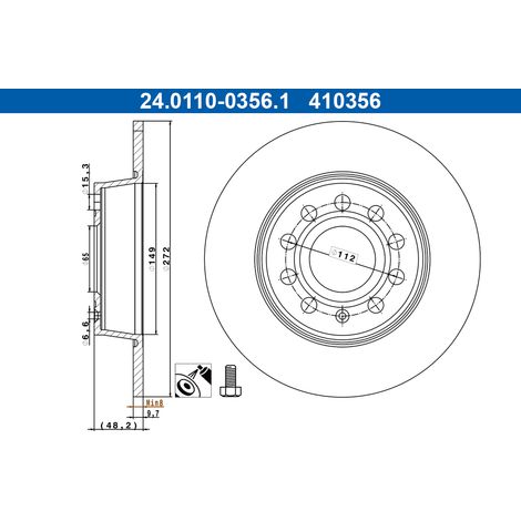 DISQUE DE FREIN ARRIÈRE 24011003561 ATE