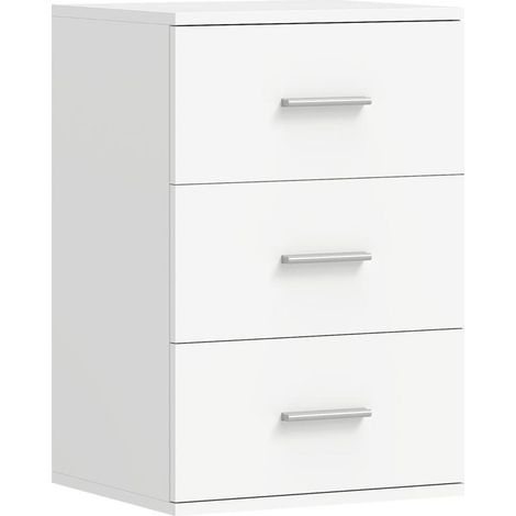 Table de chevet à 3 tiroirs, table d'appoint pour chambre à coucher, MDF, blanc, haute qualité pour une utilisation durable