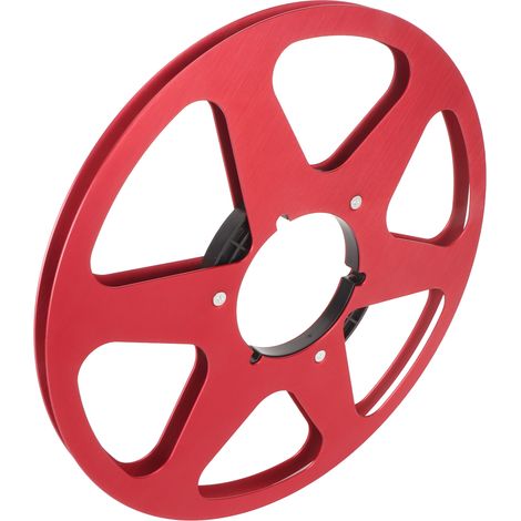 Bobine de ruban vide 1/4" 10,5" en alliage d'aluminium, ouverture universelle à 6 trous, pour magnétophones REVOX et Studer (rouge). (1/5)
