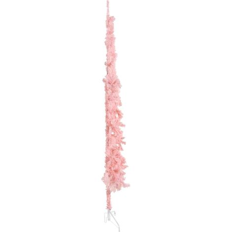 Albero Natale Albero natalizio Albero festivo Artificiale Sottile a Metà e Supporto Rosa 210 cm (1/5)