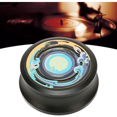 Disque Stabilisateur Professionnel pour Platine Vinyle - Poids de Serrage avec Semelle Silicone Anti-Vibration Noir (1/5)