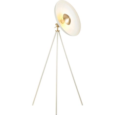 Merano Milan Lampadaire Complet, Blanc Chaud, Plaque Laiton Brossé