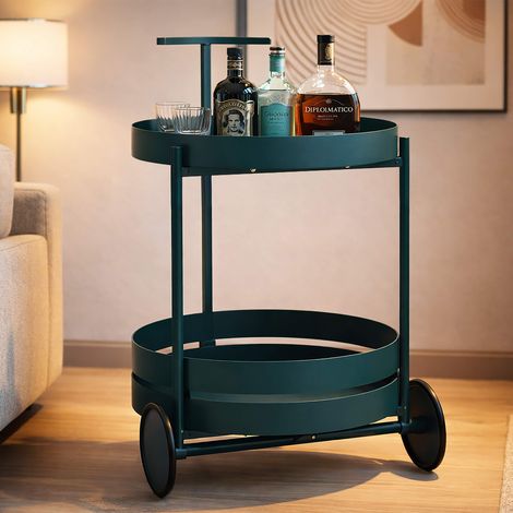 Carrito Ganamo, 2 estantes, ruedas, estante de metal, 45x35x65h cm verde (1/5)