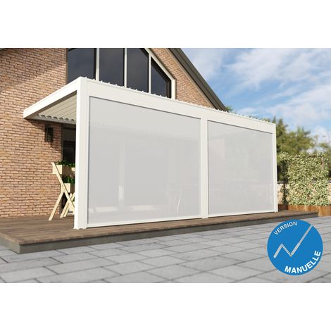 Stores Façade Zippés 6m Blanc Pour Pergola Bioclimatique O ORIAL Made in France (1/4)