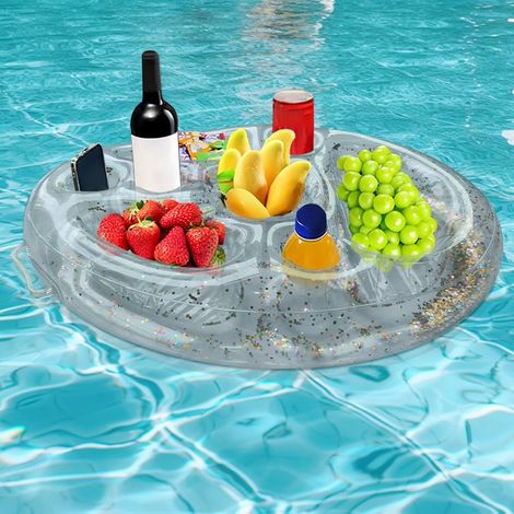 Bar Flottant pour Piscine, Porte Verre Piscine Gonflable Bar, Gonflable Porte-Boissons Ba Flottan avec 8 Trous, Portable Ba De Piscin Flottan,Plateau Flottant pour Party Piscin Fête Plage (1/5)