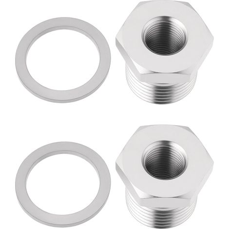 Lot de 2 Tubes Réducteurs M18 X 1,5 Vers M12 X 1,25 en Acier Inoxydable 304 pour Tuyau D'eau de Capteur de Voiture (1/5)