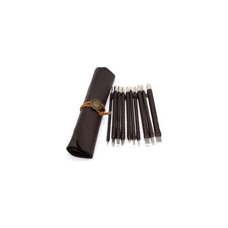 Outils de sculpture sur pierre 10 pièces – Burins en acier tungstène – Poignée en bois dur – Pour sculpture précise sur bois - 10Pcs (1/5)