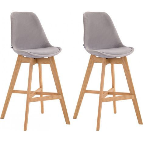 2er Set Barhocker Cannes Samt grau natura (1/5)