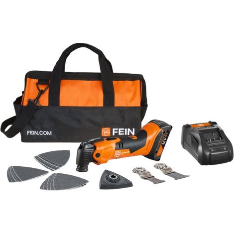 Fein – Outil multifonction sans fil 18V – Moteur PowerDrive sans balais – 1 batterie 4Ah – Porte-outil StarlockMax – Sac en nylon inclus (1/5)
