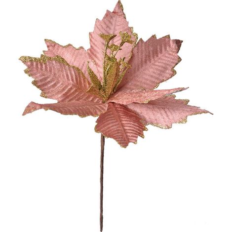 Plante Artificielle Étoile de Noël Poinsettia Décoration de Fête en Plastique Rose 24 x 27 cm - PANGIVO