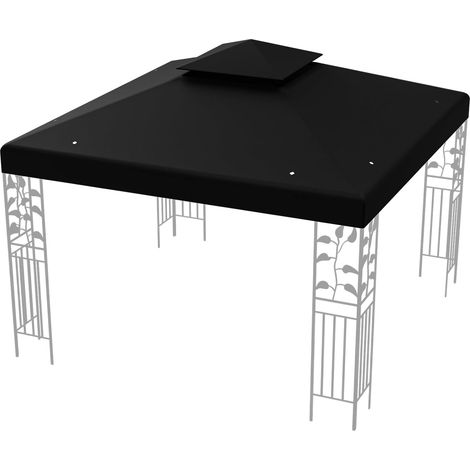 GOPLUS Toile de Rechange pour Tonnelle 3x3m, Toit de Remplacement Pliable pour Pavillon de Jardin, Auvent de Rechange Imperméable en Polyester (Noir avec Double Toits) (1/5)