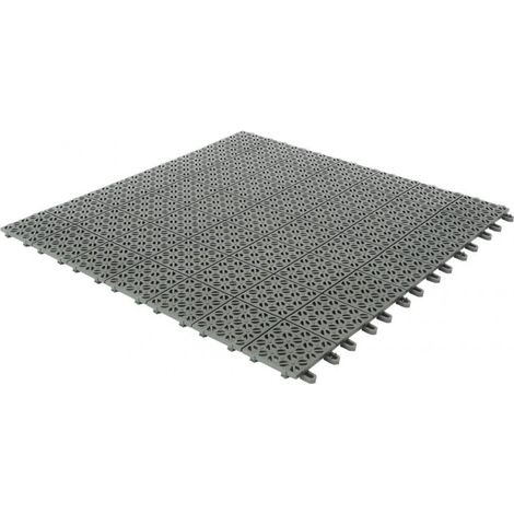 Dalle de sol PVC 55,5 x 55,5 cm – Flexible et drainante – Surface anti-dérapante pour intérieur et extérieur – Lot de 6 pièces – Ezooza
