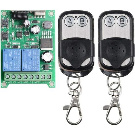 DC 12V 24V 36V 48V 2CH 10A Universal Wireless Remote Control Switch Relay Receiver Module with 2 Channel RF Remote Transmitter for Various Wireless Controls (1/5)