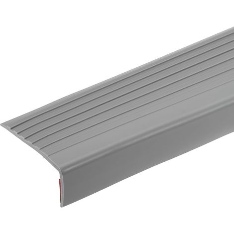 Nez de Marche de 3,2 Pieds, Profilé de Protection des Bords des Marches en PVC de 3mm Auto-Adhésif en Forme de L pour Escalier Intérieur et Extérieur, Gris (1/5)