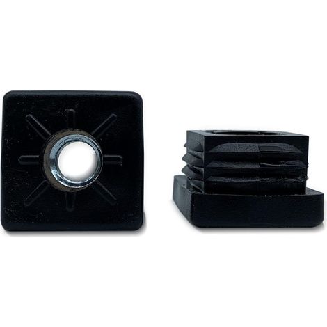 4 - Bouchon Fileté Carré - Embout Pour Tube Carré - Adaptateur Pied Réglable M8 - Pour Mobilier Et Portail Aluminium - Noir - 35x35mm (1/4)