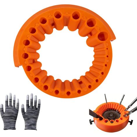 Affuteuse Foret, Affuteur de Foret, Meuleuse Forets, pour Forets de 2 à 13 mm et Meuleuse de 115/125 mm, avec Gants (Couleur Orange) (1/5)