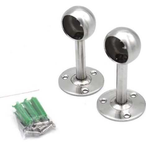 Set mit 2 verstellbaren Edelstahl-Deckengardinenstangenhalterungen inklusive 6 Schrauben, für Duschvorhänge, Schränke, Badezimmer und Fenster – 25 mm (1/5)