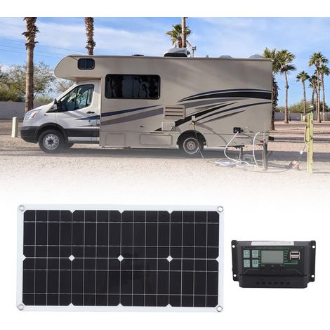Accessoires pour camping-car : kit de panneau solaire monocristallin 250 W avec deux ports USB et contrôleur 10 A (1/5)