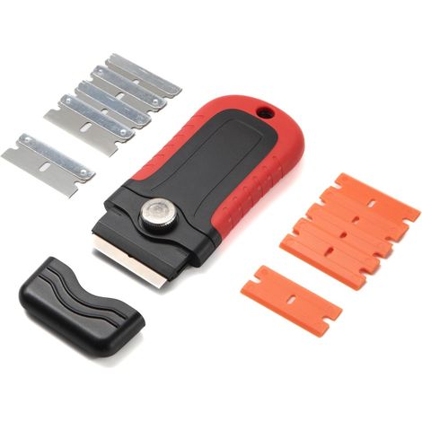 Grattoir pour plaques vitrocéramiques + 10 lames - Grattoir multi-usages pour plaques vitrocéramiques - Grattoir pour plaques à induction, vitres, mir (1/5)