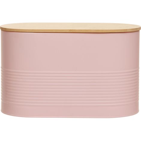 Interiors By Premier Stylish Design Pink Bread Bin, Durable Bread Bin For Dining Table, Natural Bamboo Lid Bread Container (1/5)