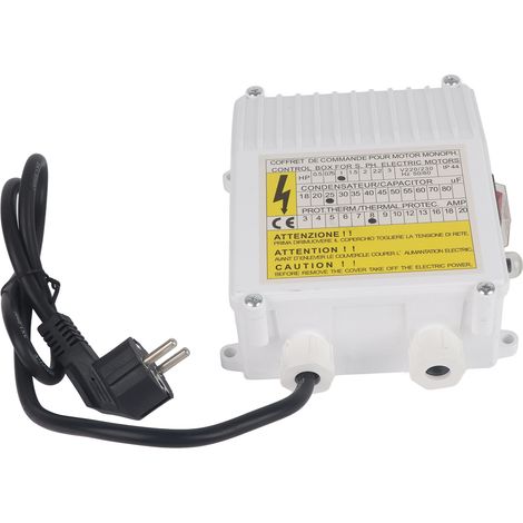 Pompe Boîtier de Commande avec Protection Thermique Disjoncteur pour Puits Profond, Pompe Submersible Domestique et Aspiration, 0.75KW 1HP 40µF 18A, Prise UE 220V (1/5)