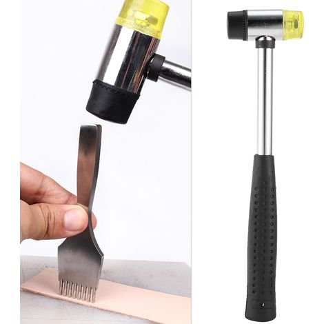 Marteau de sellier réversible tête caoutchouc 25mm, manche acier pour maroquinerie et travaux manuels (1/5)