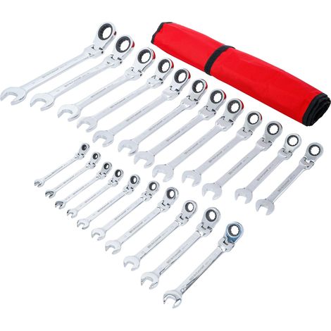 Juego de llaves combinadas con carraca  cabeza flexible  6 - 32 mm  22 piezas (1/4)
