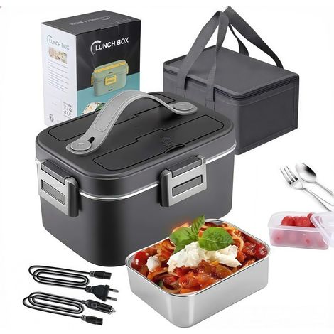 Boîte à lunch chauffante électrique 1,8 L 60 W — Doublure intérieure en acier inoxydable 304 — Compatible voiture 220 V/24 V/12 V (1/5)