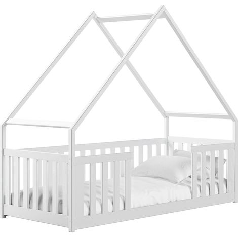 Cama Vista 114, Blanco, Individuales, 80x180, Madera, Somieres, 86x188x174cm