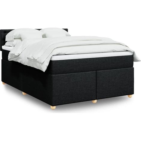 Boxspringbett mit Matratze Schwarz 160x200 cm Stoff