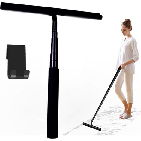Bodenabzieher, 137 cm lang – Duschabzieher – Wasserabzieher – 28 cm breit – Schwarz (1/4)