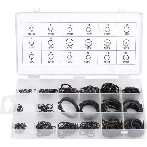 300Pcs External Circlip Assortment, Metal Type e-Clip Circlip Snap Retaining Clip Retaining Ring Kit Accessories for Retaining Bearings, Gears (1/5)