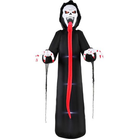 Squelette gonflable Halloween 310 cm noir avec LED pour extérieur (1/5)